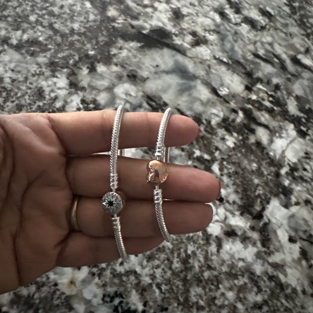 Pandora Silver Bracelet with Rose Gold Heart Charm